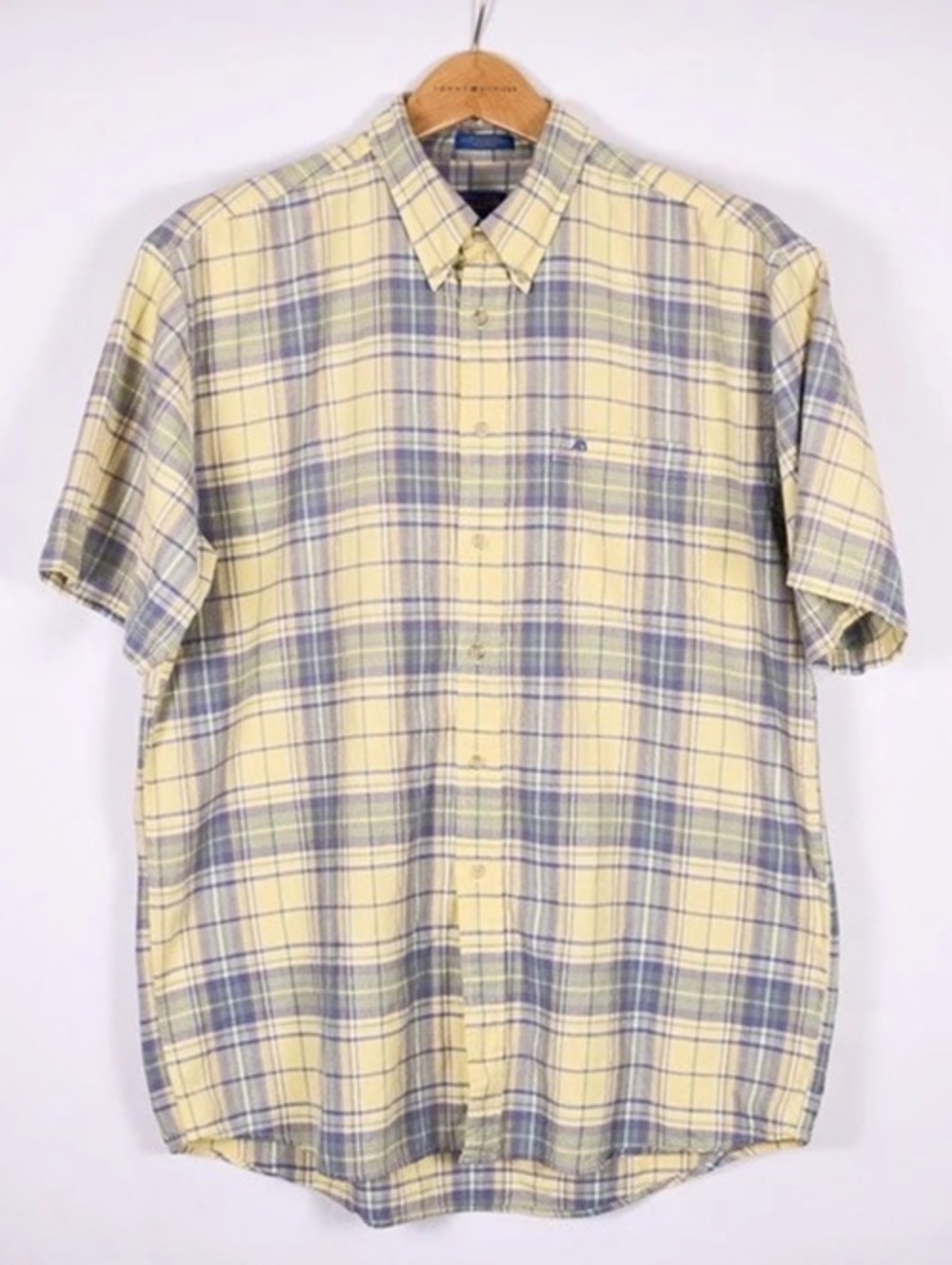 Vintage Pendleton Men’s Large Plaid Short Sleeve Shirt Made in Hong Kong